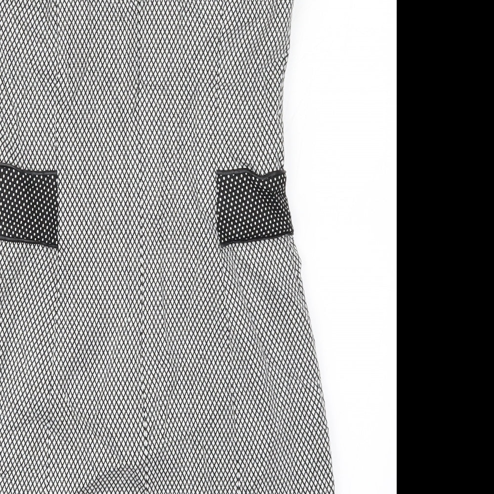 Oasis Womens Grey Geometric  A-Line  Size 8