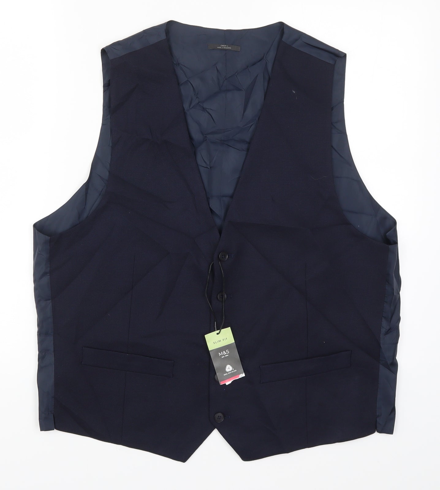 Marks and Spencer Mens Blue   Jacket Waistcoat Size XL