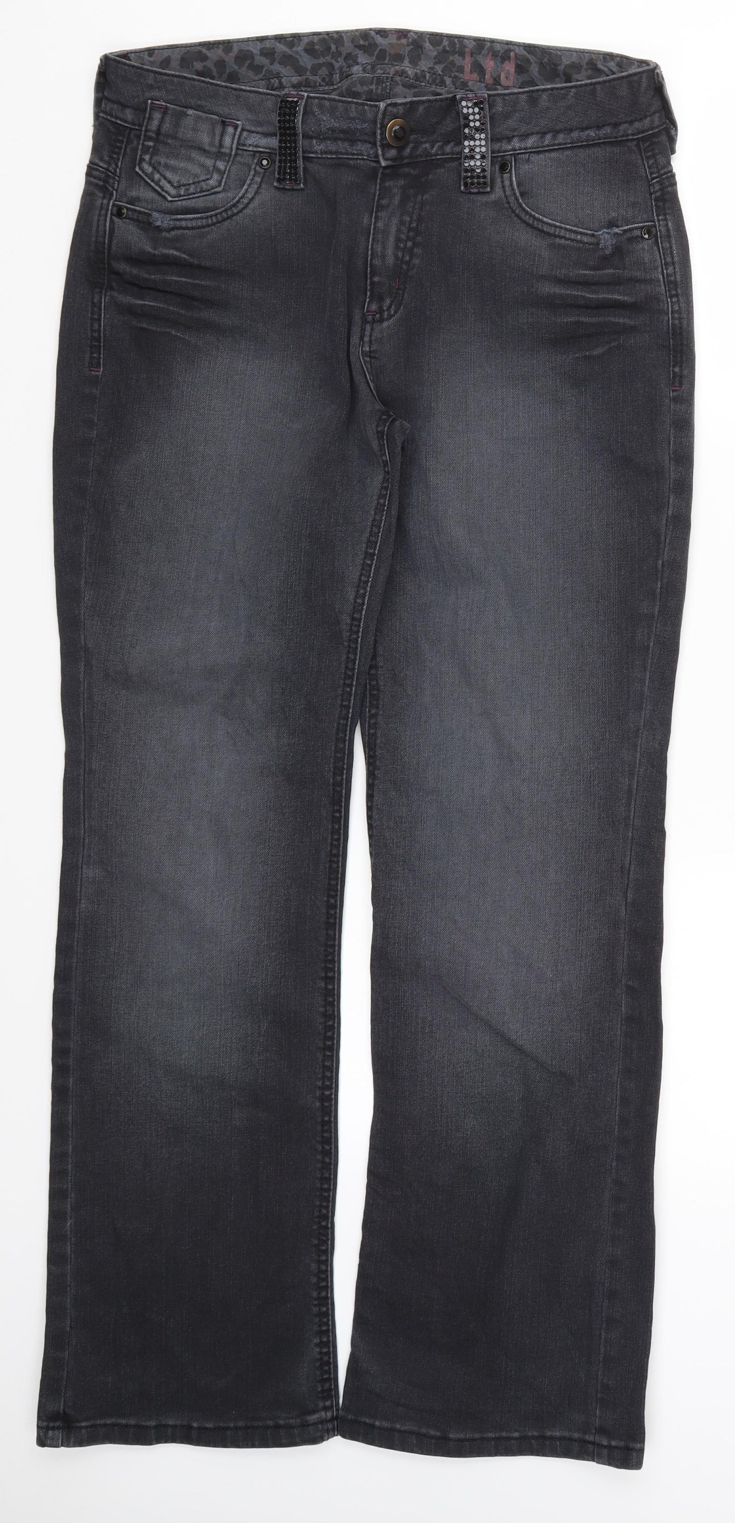 Marks and Spencer Womens Grey  Denim Straight Jeans Size 14 L30 in