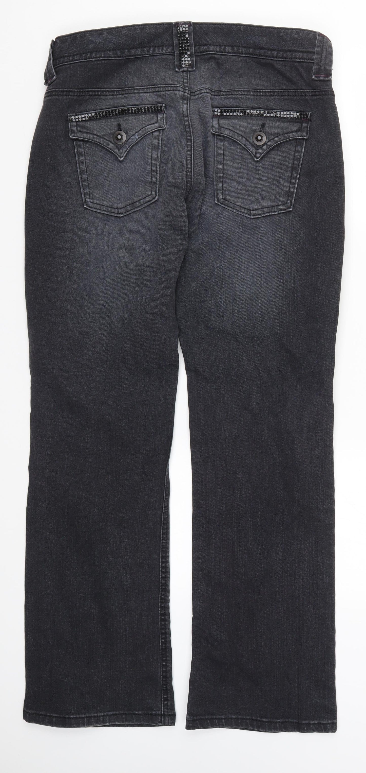 Marks and Spencer Womens Grey  Denim Straight Jeans Size 14 L30 in