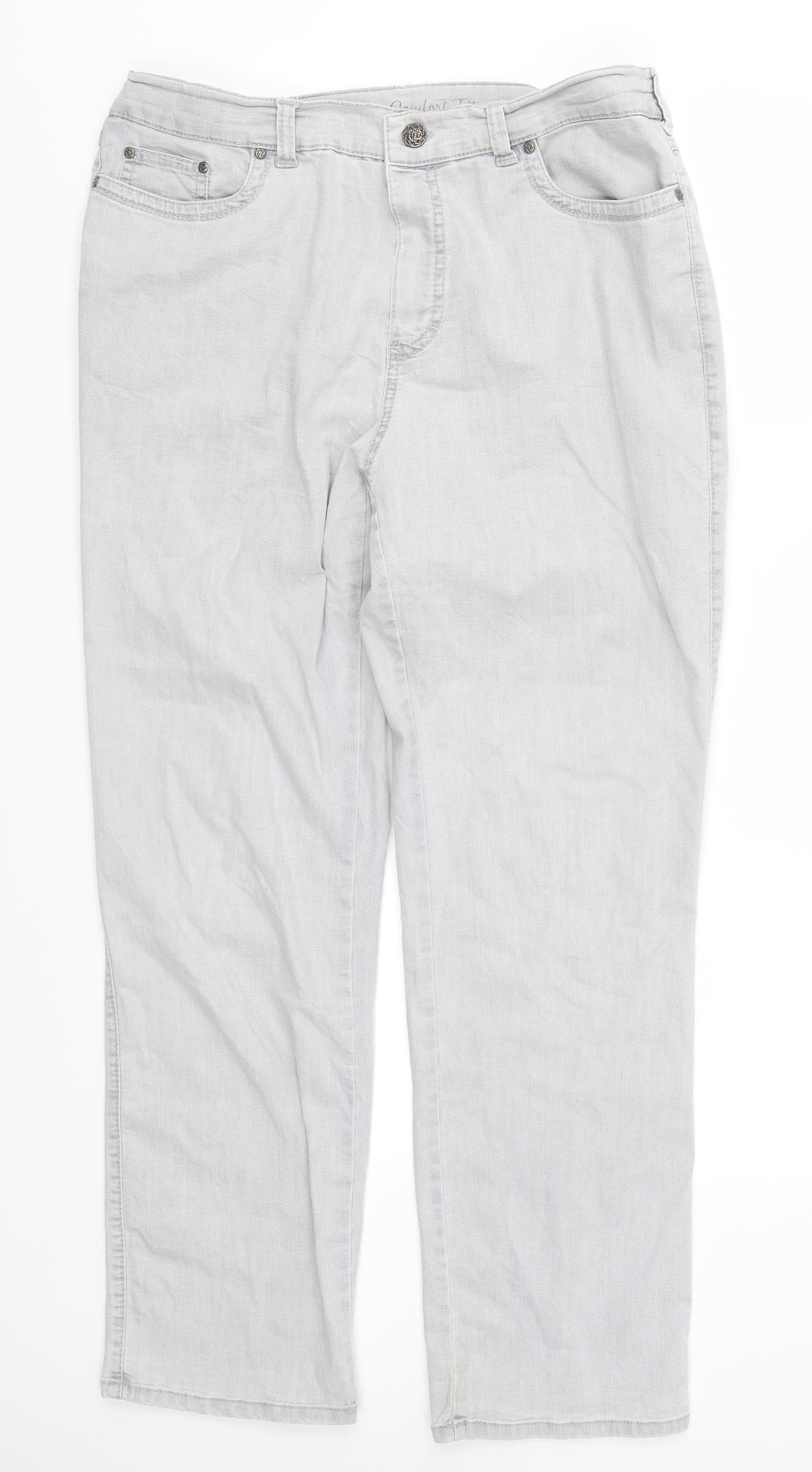 Preworn Womens Grey  Denim Straight Jeans Size 37 in L29 in