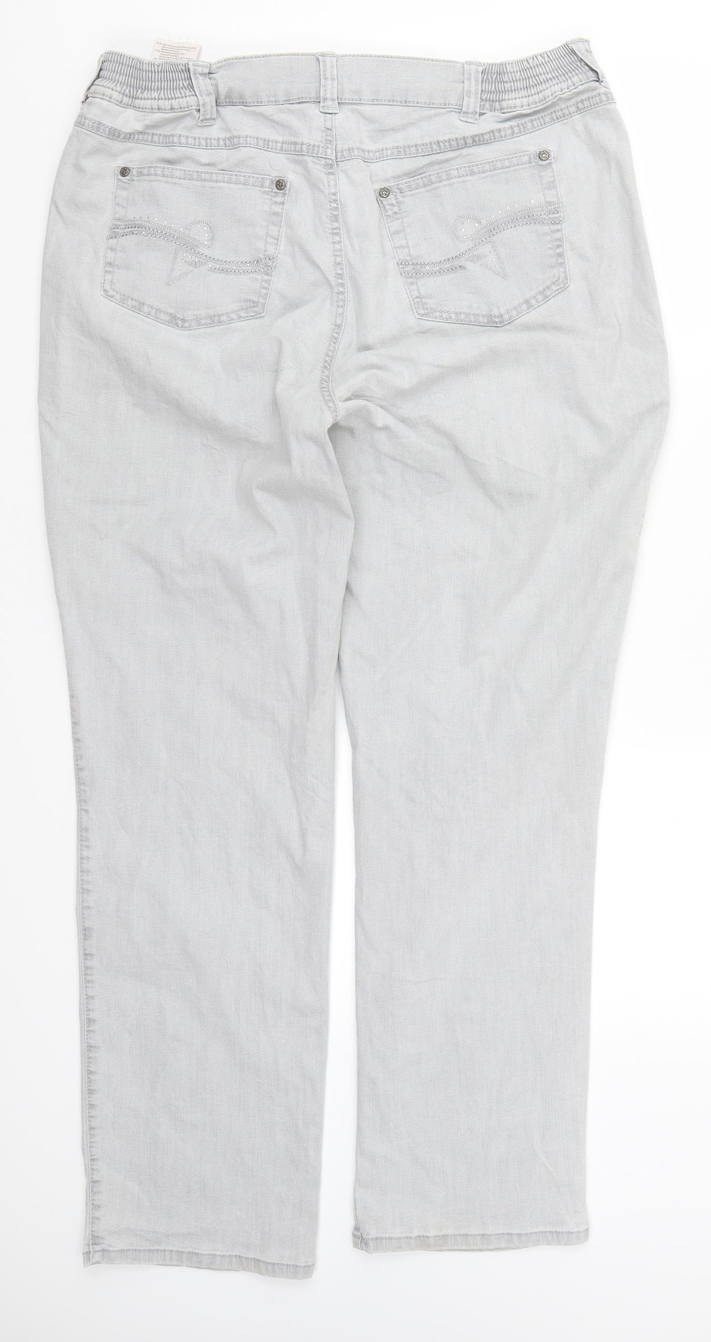 Preworn Womens Grey  Denim Straight Jeans Size 37 in L29 in