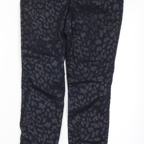 F&F Womens Blue Animal Print Denim Skinny Jeans Size 8 L28 in