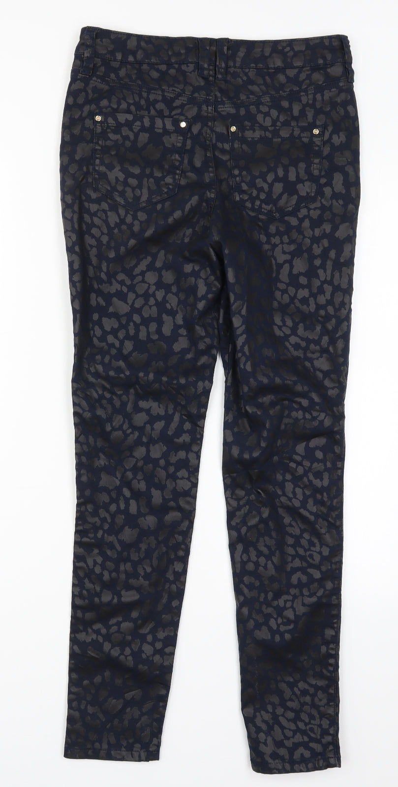 F&F Womens Blue Animal Print Denim Skinny Jeans Size 8 L28 in