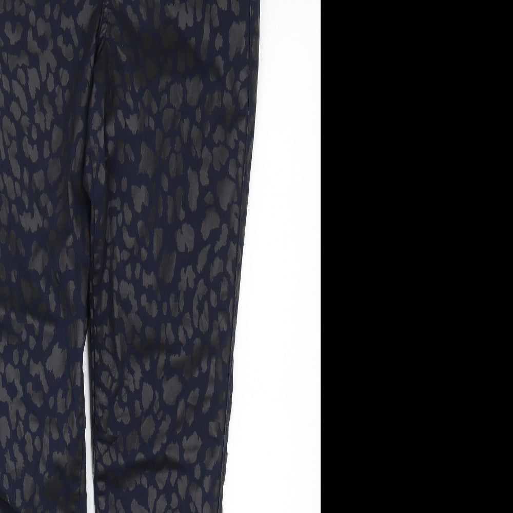 F&F Womens Blue Animal Print Denim Skinny Jeans Size 8 L28 in