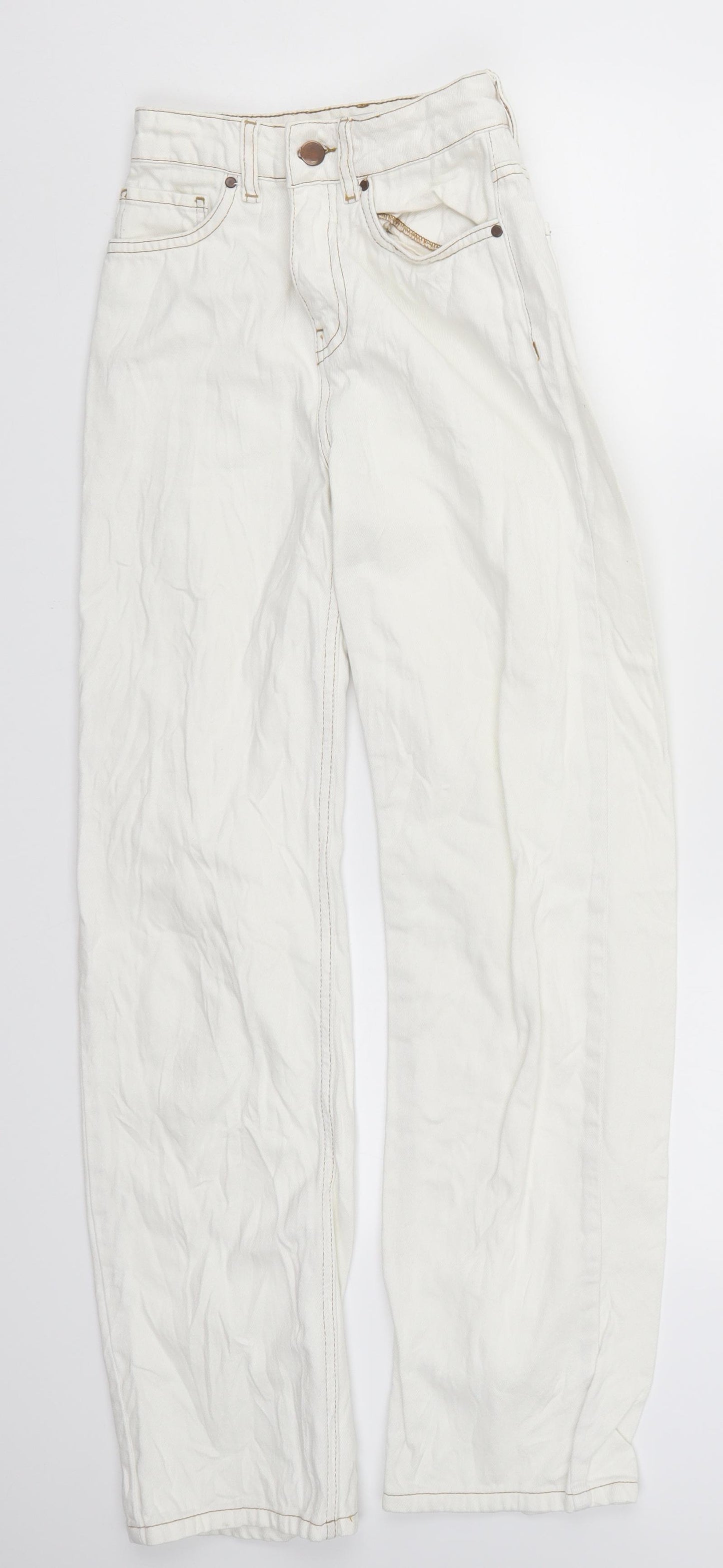 Emile Briting Womens White  Denim Wide-Leg Jeans Size 4 L29 in