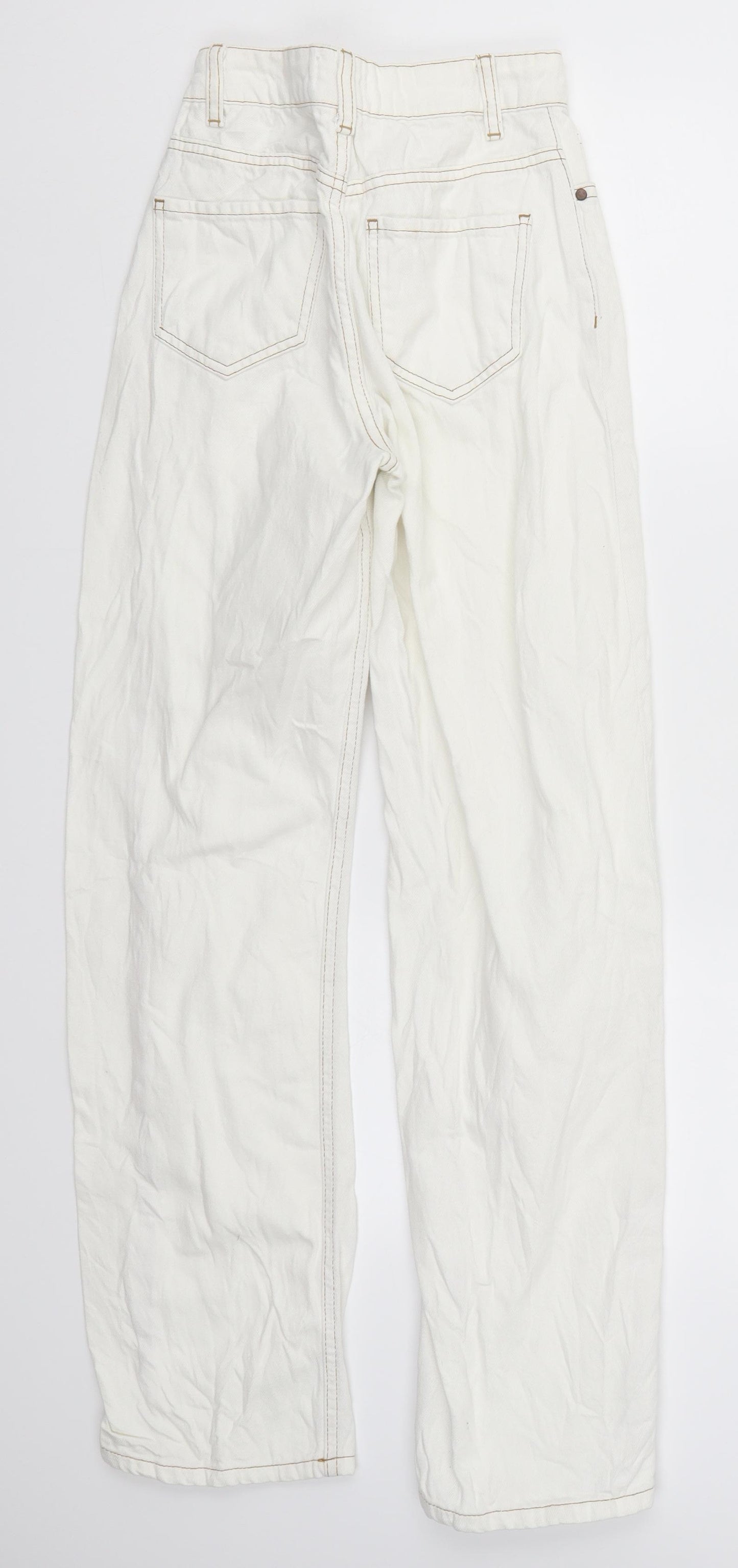 Emile Briting Womens White  Denim Wide-Leg Jeans Size 4 L29 in