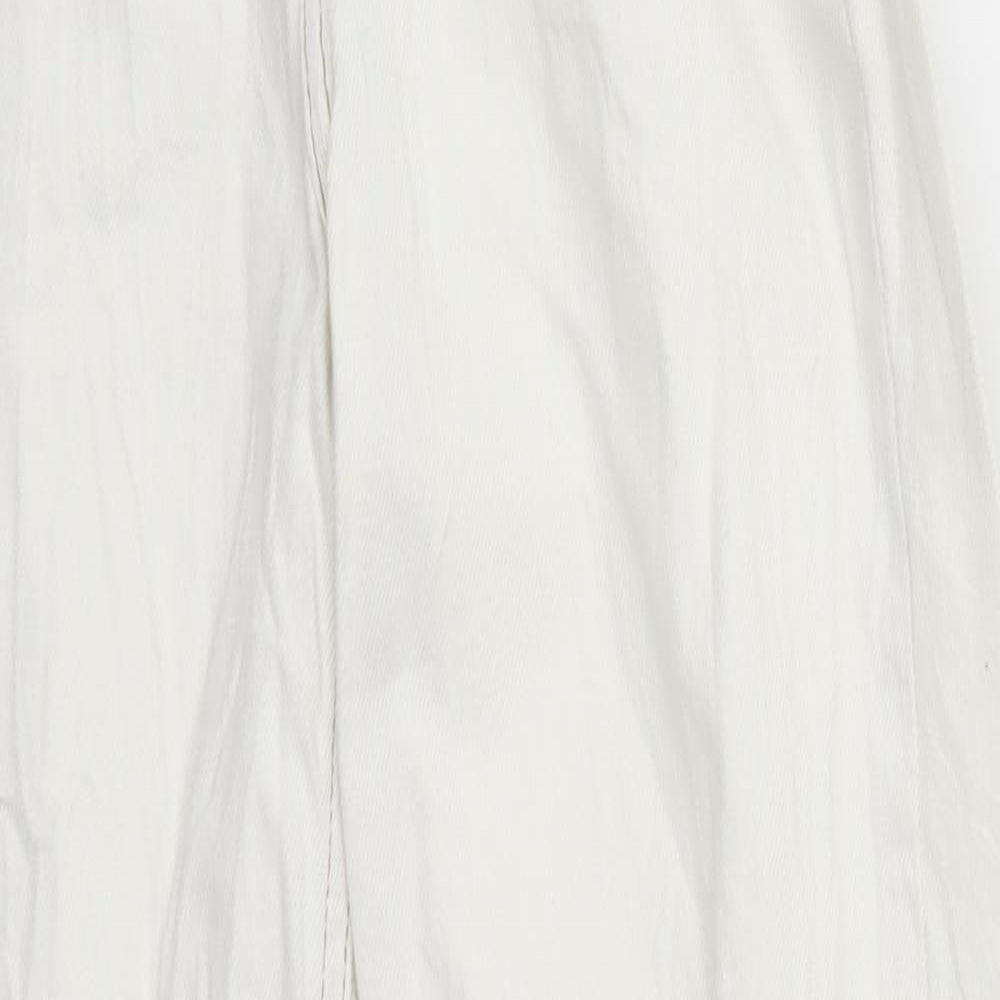 Emile Briting Womens White  Denim Wide-Leg Jeans Size 4 L29 in