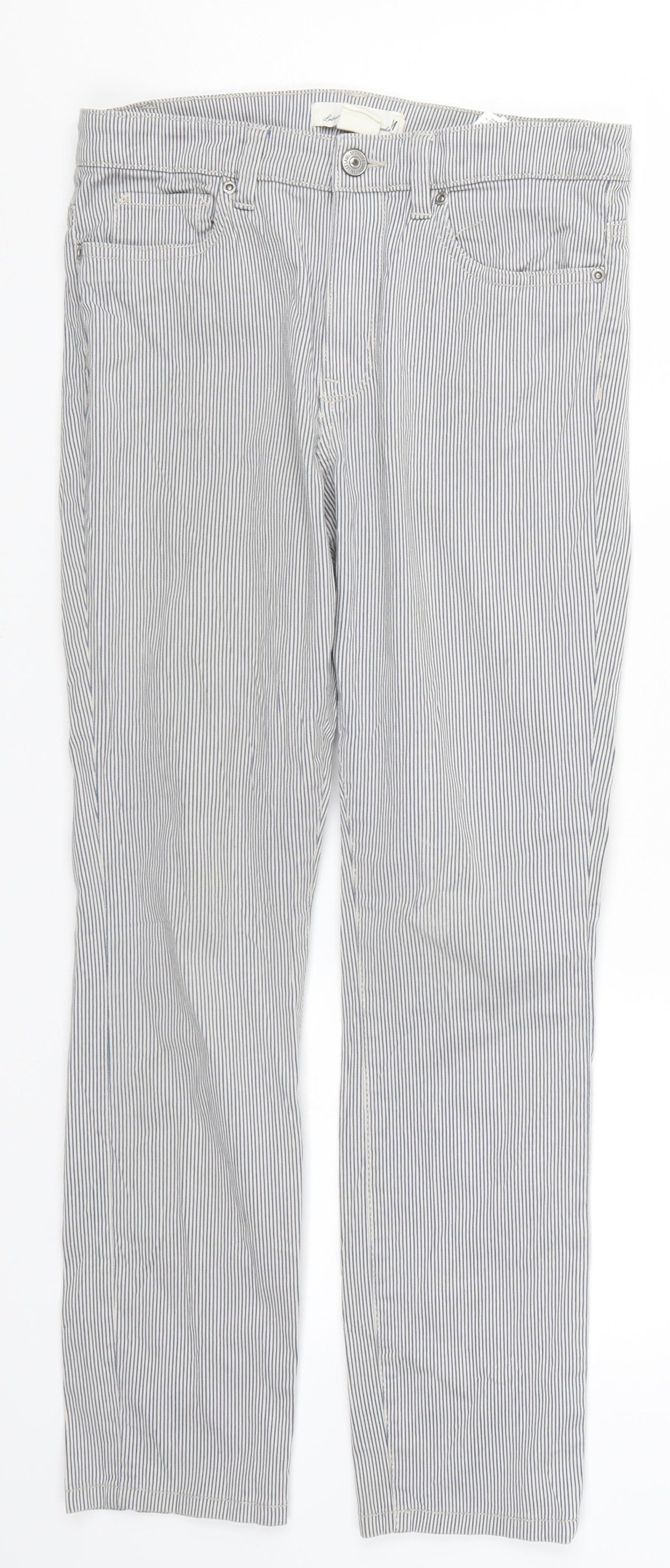 H&M Womens Blue Striped Denim Skinny Jeans Size 8 L25 in