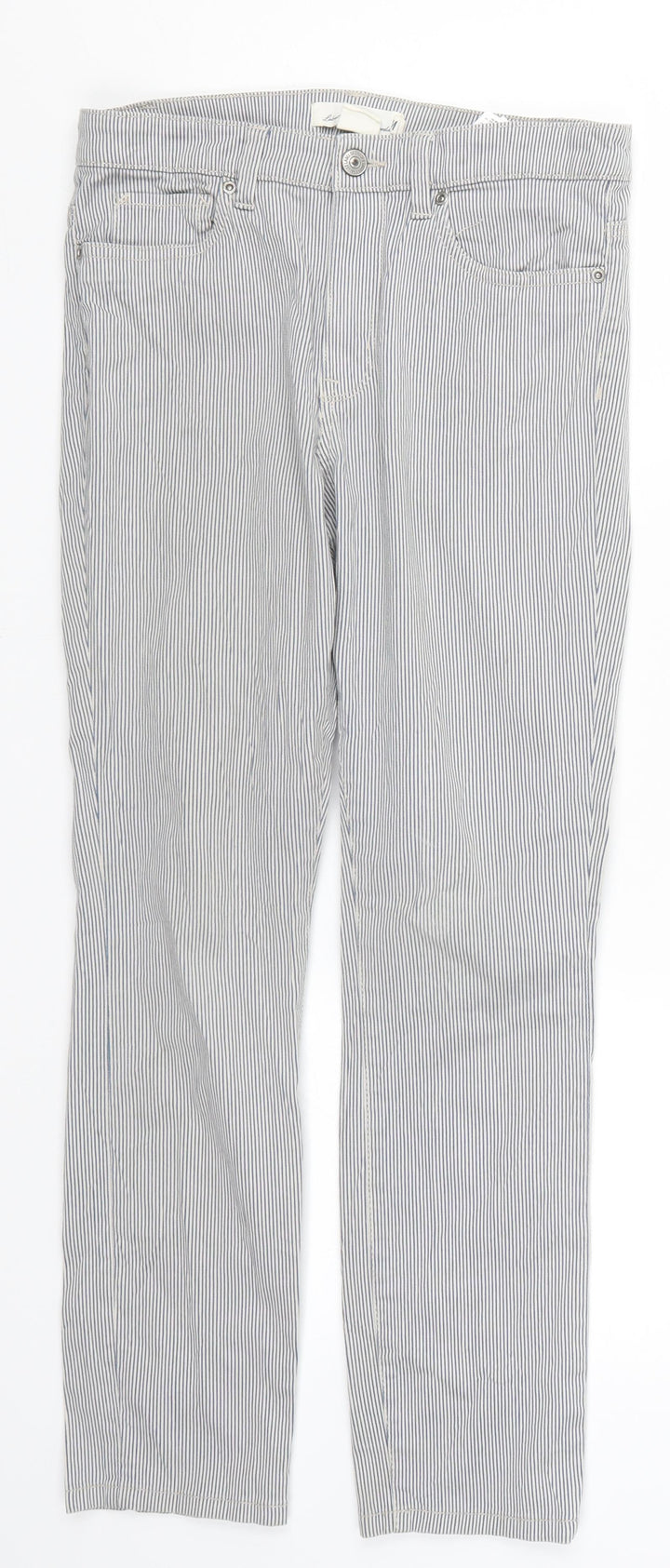 H&M Womens Blue Striped Denim Skinny Jeans Size 8 L25 in
