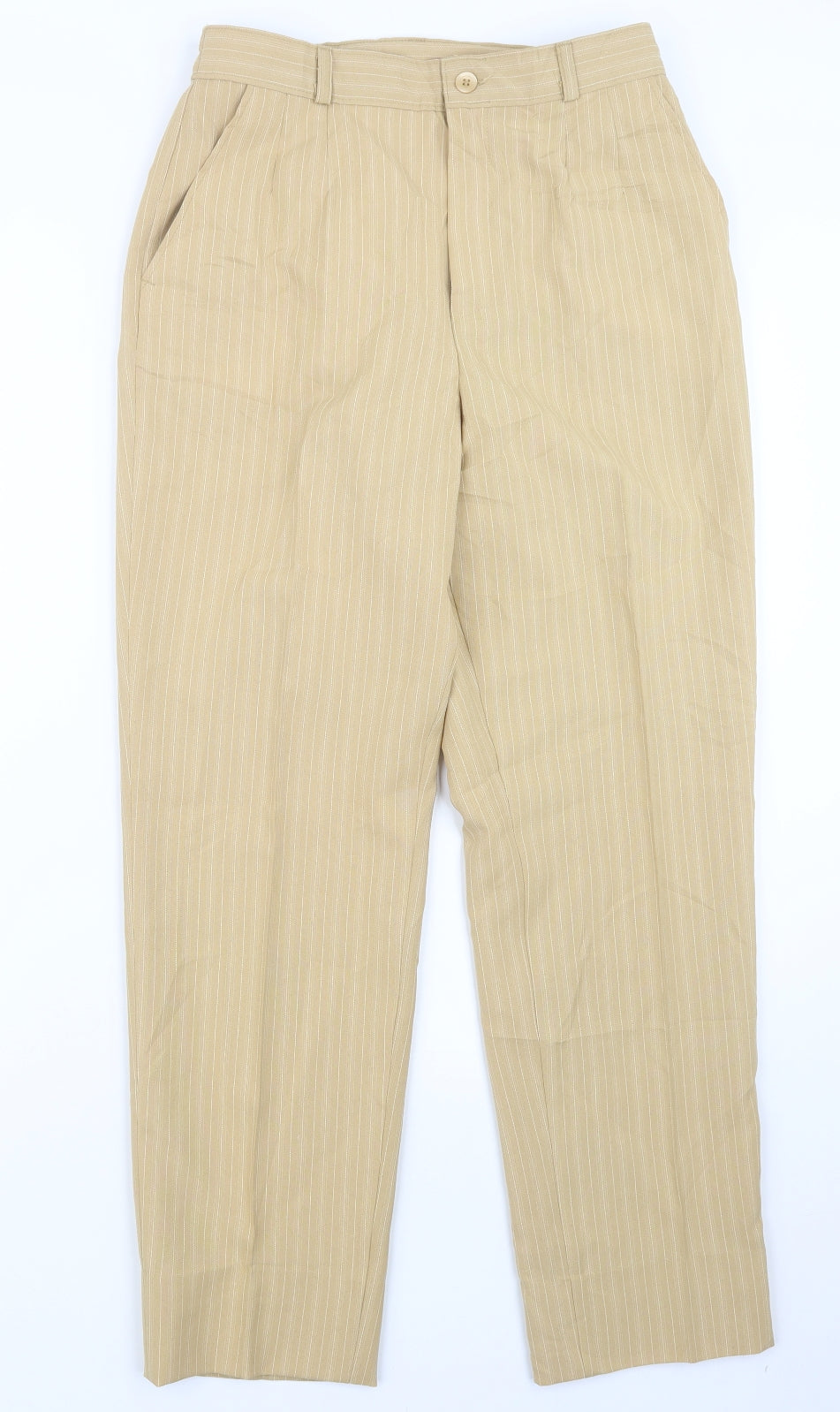 Award Womens Beige Striped  Trousers  Size 12 L27.5 in