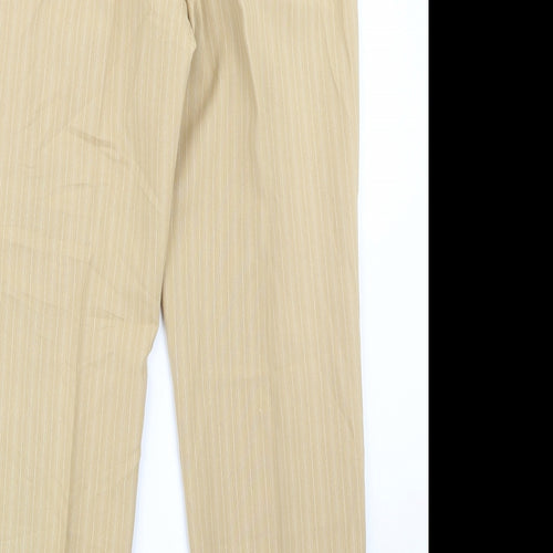 Award Womens Beige Striped  Trousers  Size 12 L27.5 in