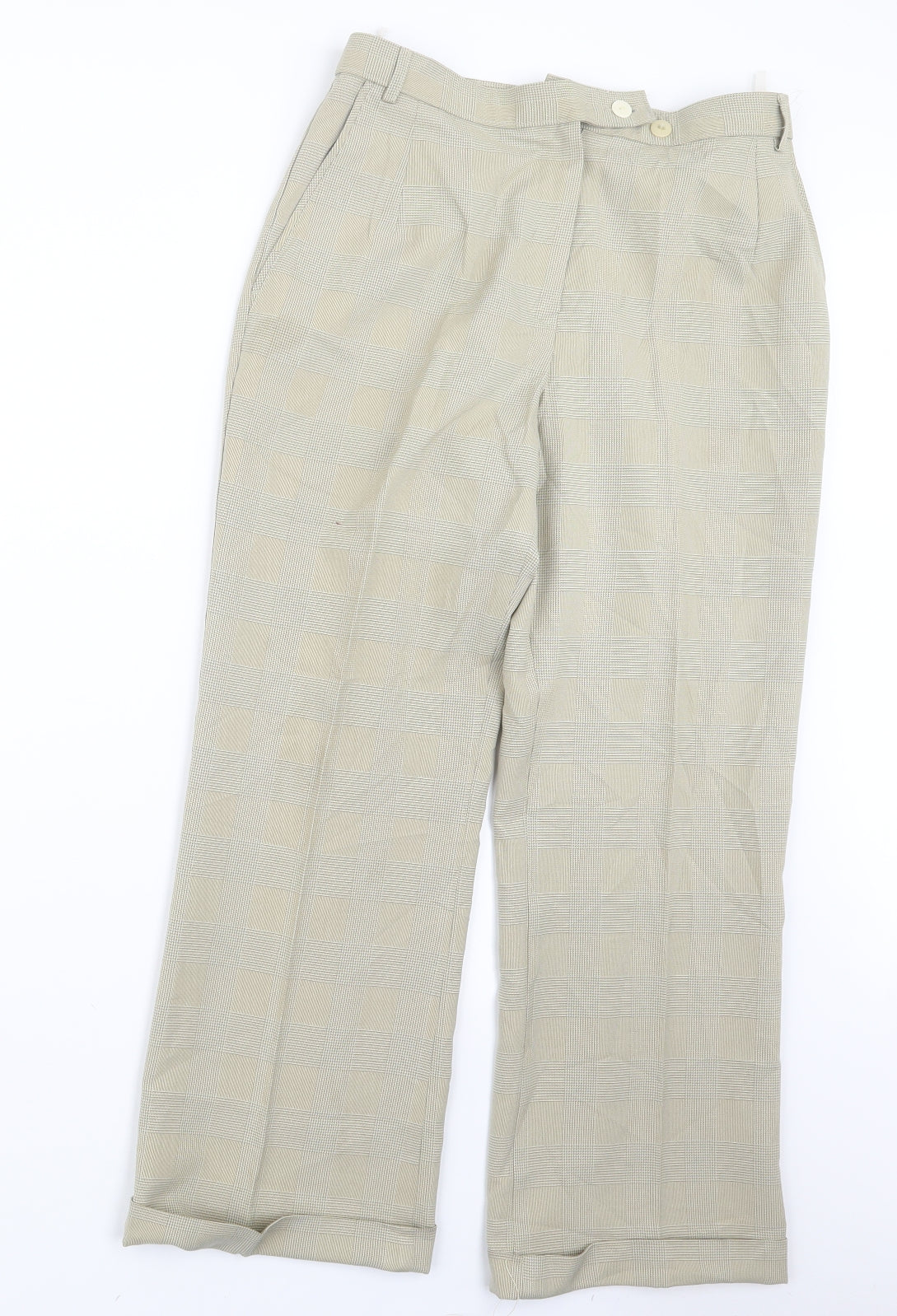 Marks and Spencer Womens Beige Houndstooth  Trousers  Size 10 L26 in