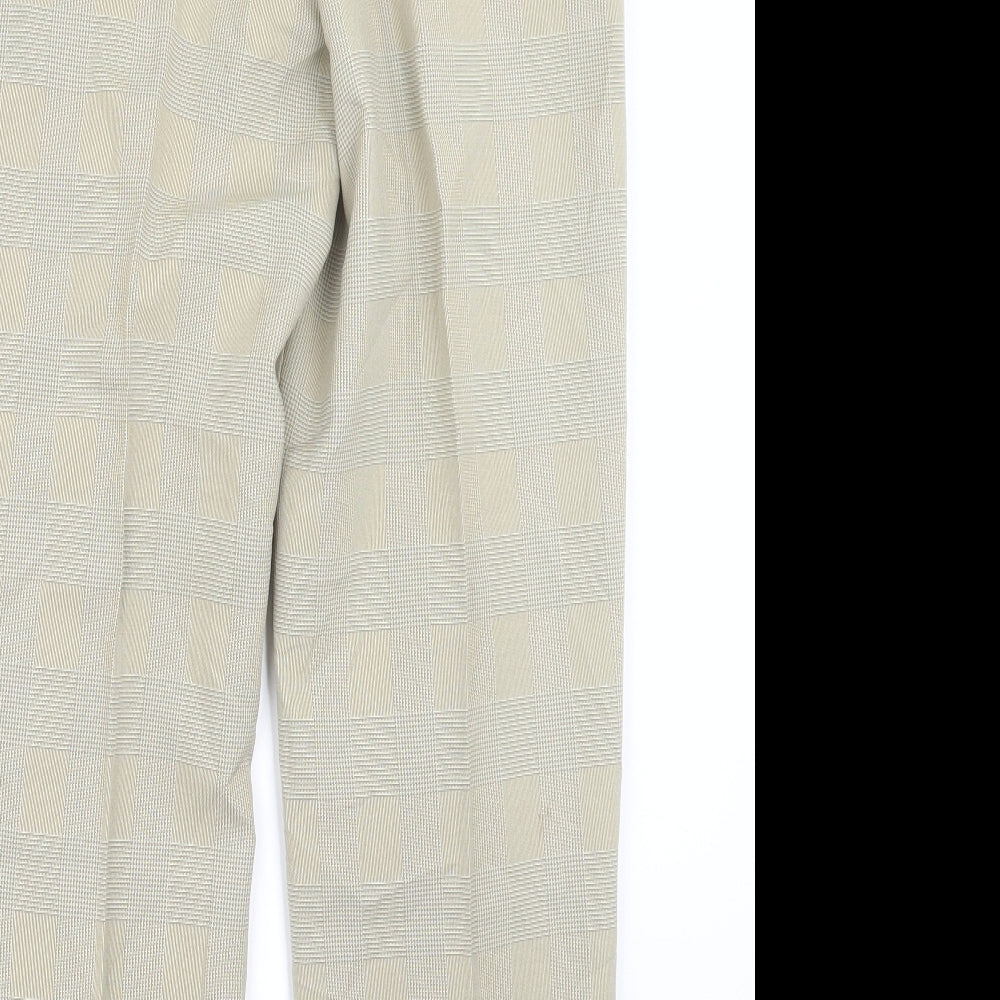 Marks and Spencer Womens Beige Houndstooth  Trousers  Size 10 L26 in