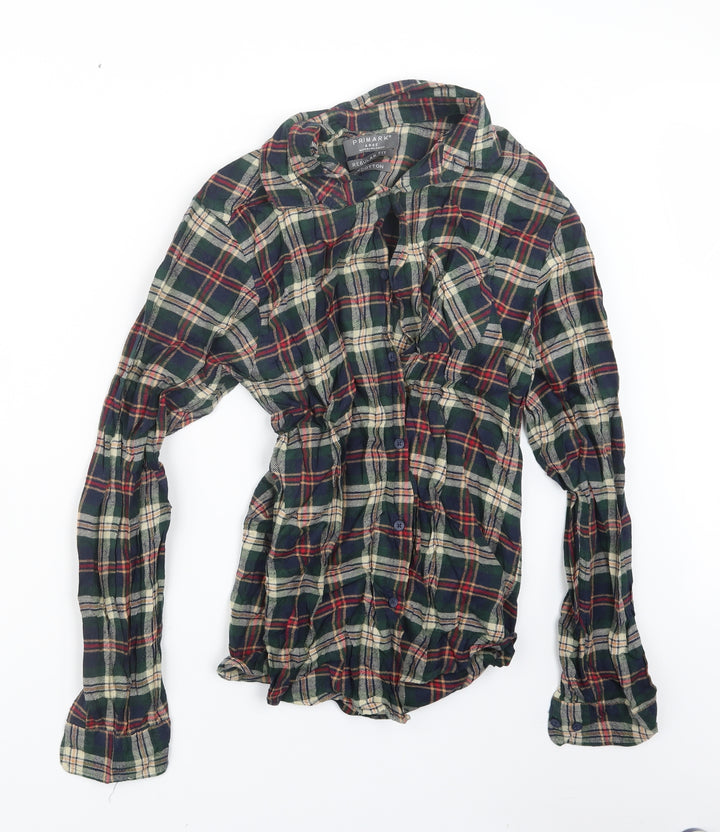 Primark Mens Blue Check Button-Up Size L