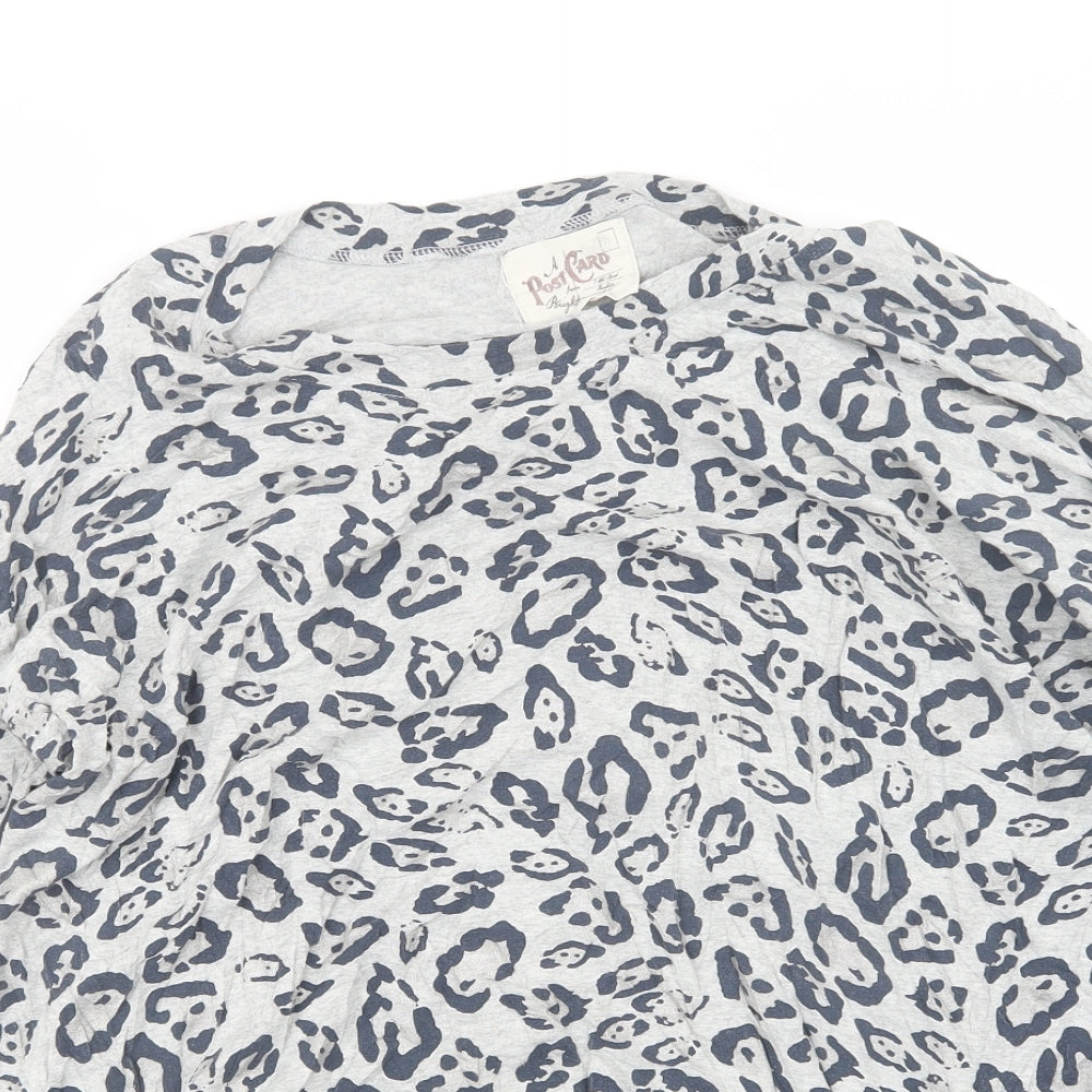 A Postcard From Brighton Womens Grey Animal Print  Basic T-Shirt Size 12