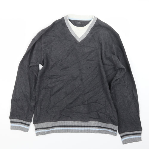 Easy Mens Grey  Knit Pullover Jumper Size S