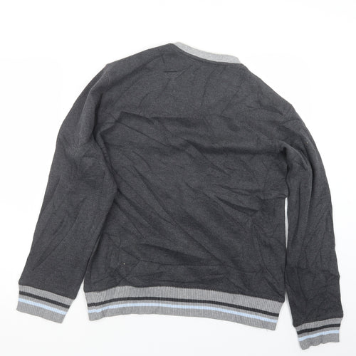 Easy Mens Grey  Knit Pullover Jumper Size S