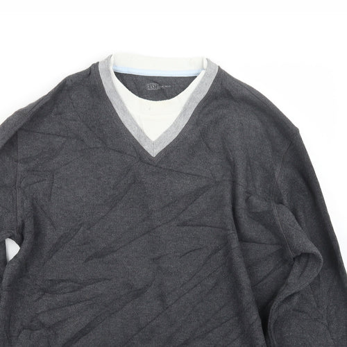 Easy Mens Grey  Knit Pullover Jumper Size S