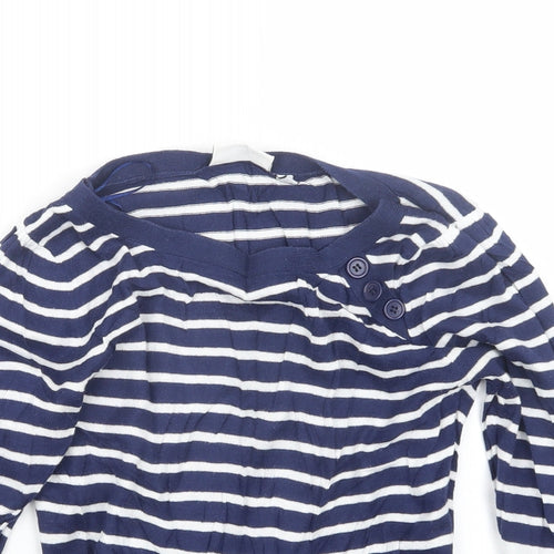 New Look Womens Blue Striped Knit Pullover Jumper Size 10