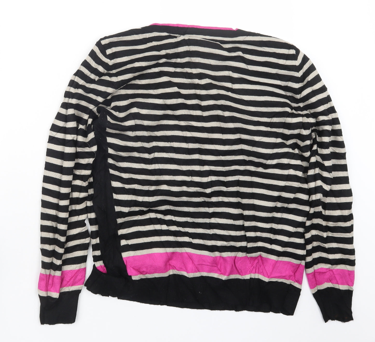Wallis Womens Black Striped  Pullover Jumper Size 16