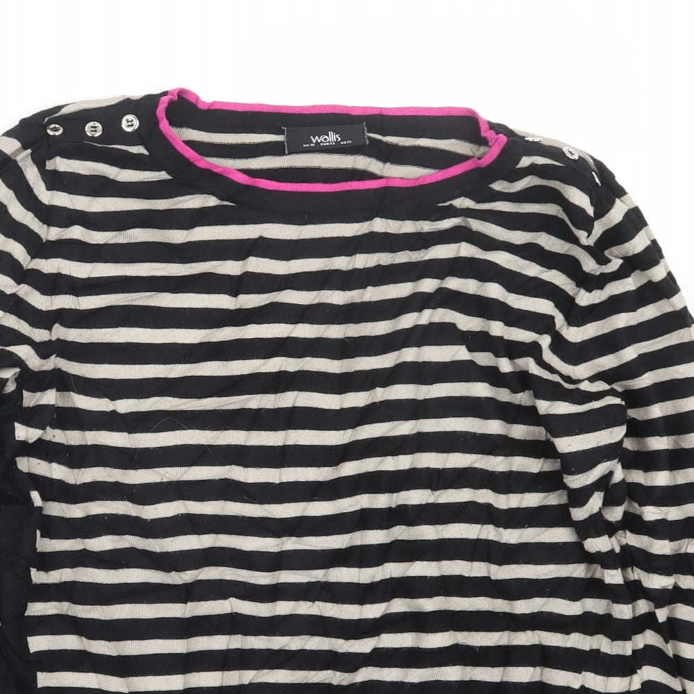 Wallis Womens Black Striped  Pullover Jumper Size 16