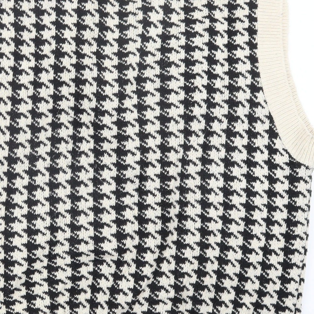 SheIn Womens Beige Houndstooth Knit Pullover Jumper Size 2XL  - Curve