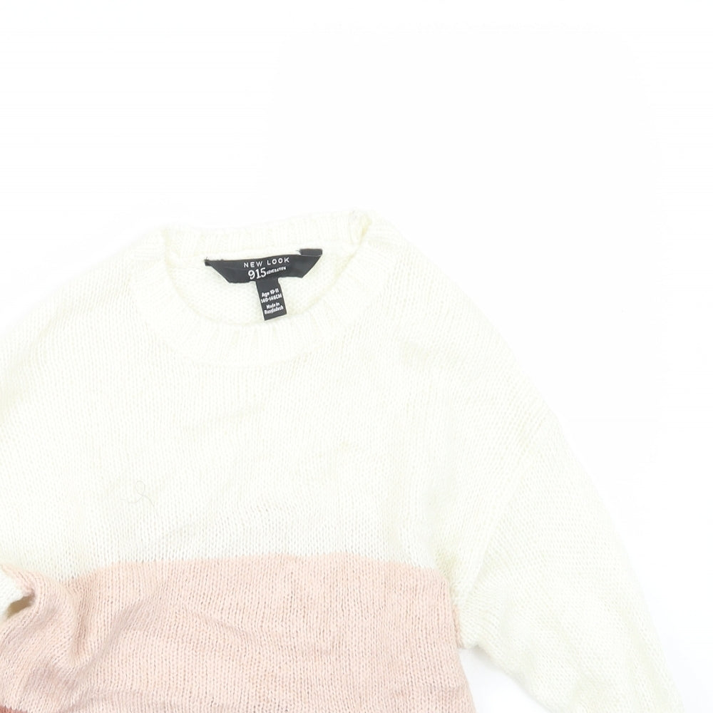 New Look Girls Pink  Knit Pullover Jumper Size 10-11 Years