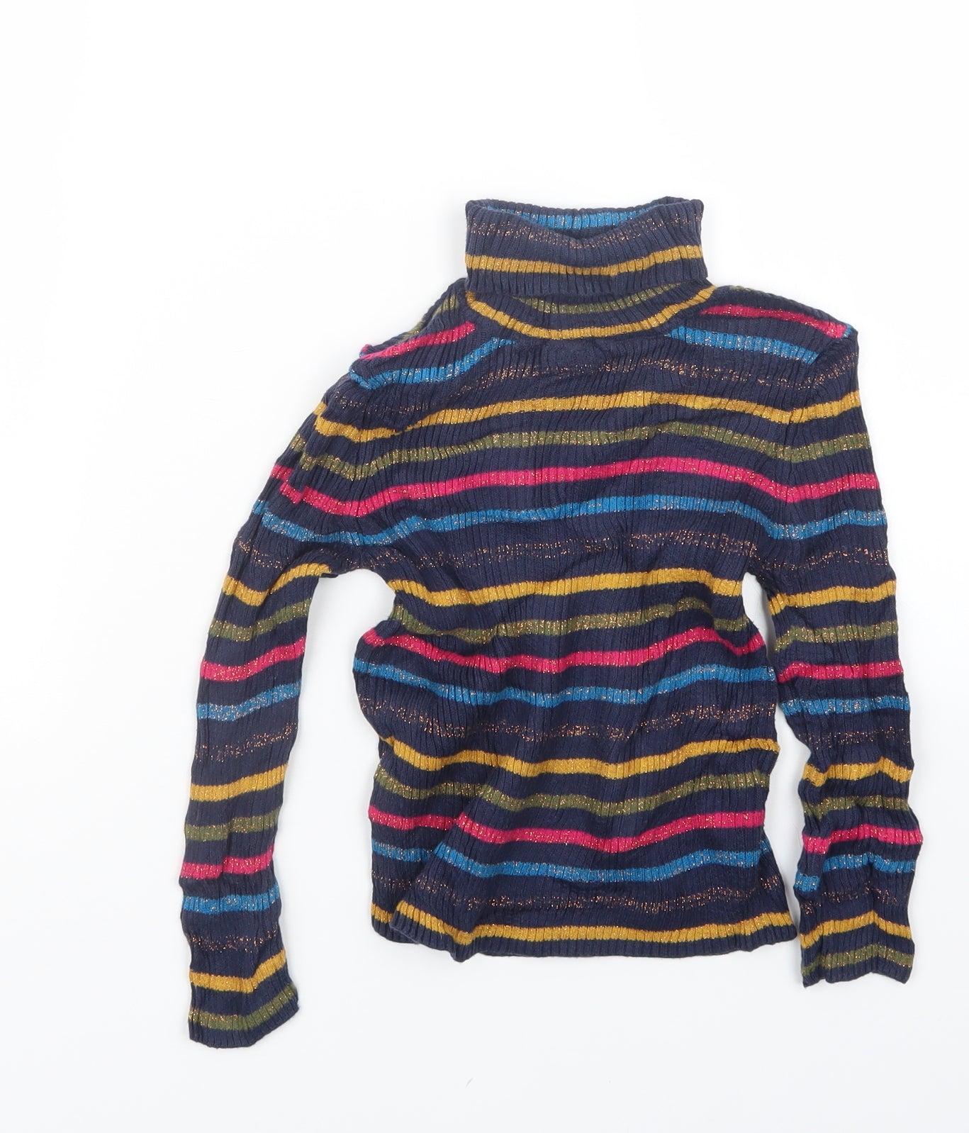 Marks and Spencer Girls Blue Spotted Knit Pullover Jumper Size 5-6 Years