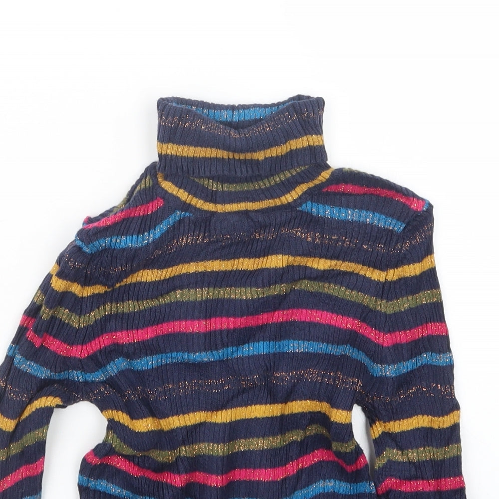 Marks and Spencer Girls Blue Spotted Knit Pullover Jumper Size 5-6 Years