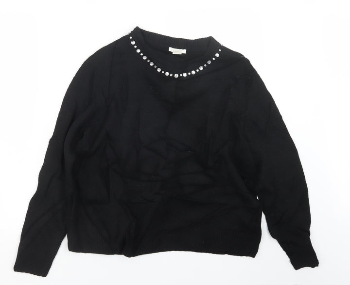 H&M Womens Black  Knit Pullover Jumper Size M