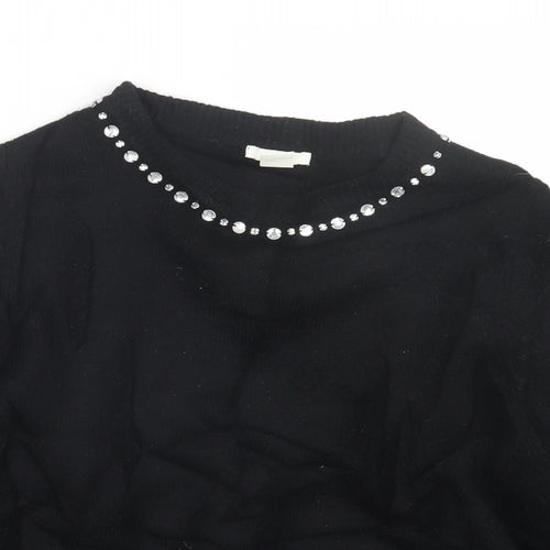 H&M Womens Black  Knit Pullover Jumper Size M