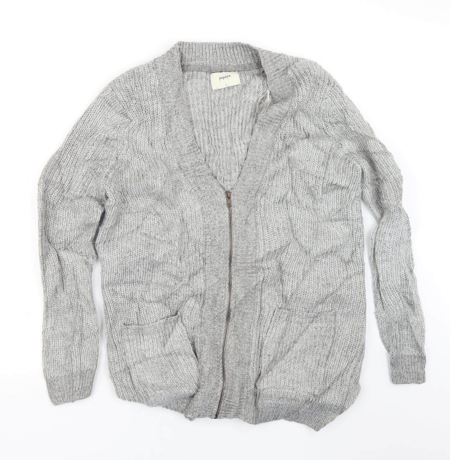 Papaya Womens Grey  Knit Cardigan Jumper Size L