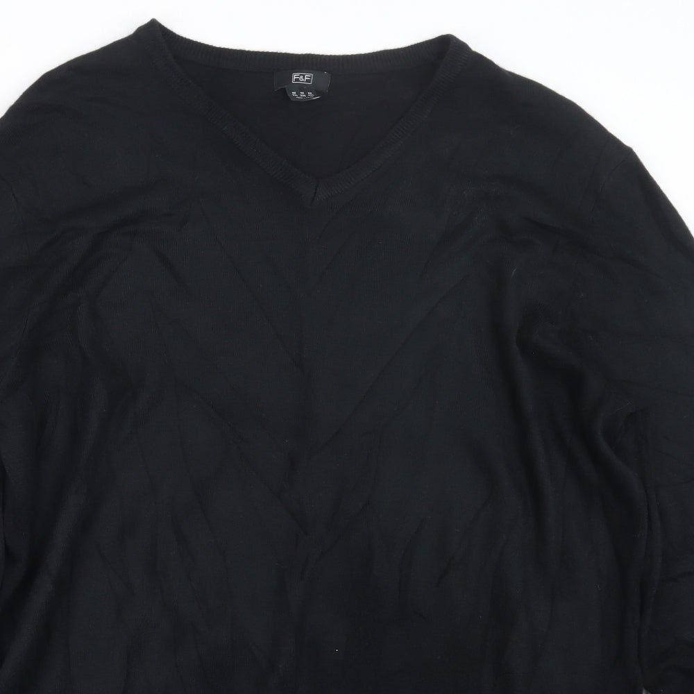F&F Mens Black  Knit Pullover Jumper Size 2XL