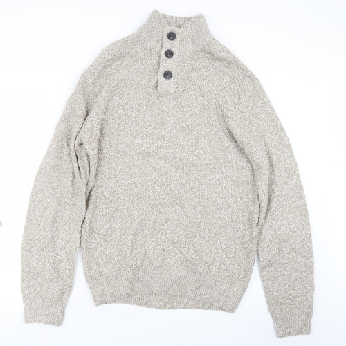 Easy Mens Beige  Knit Pullover Sweatshirt Size L