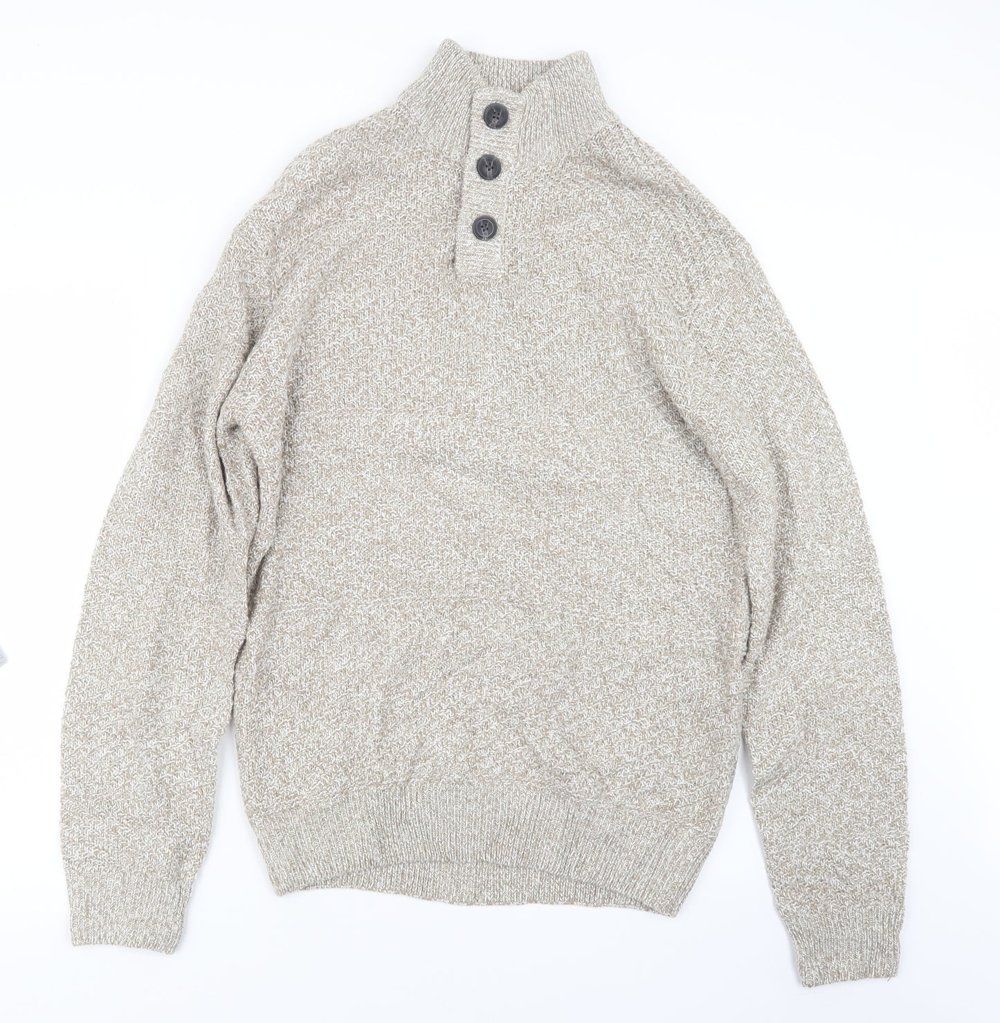 Easy Mens Beige  Knit Pullover Sweatshirt Size L