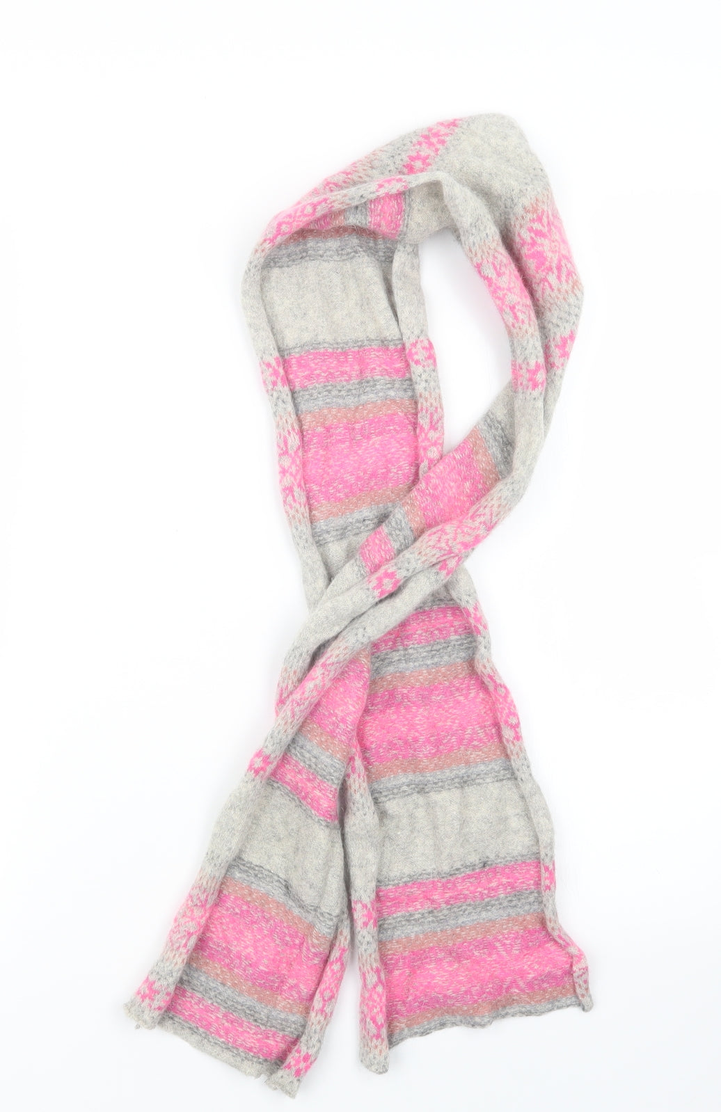 Preworn Womens Pink Geometric Knit  Scarf