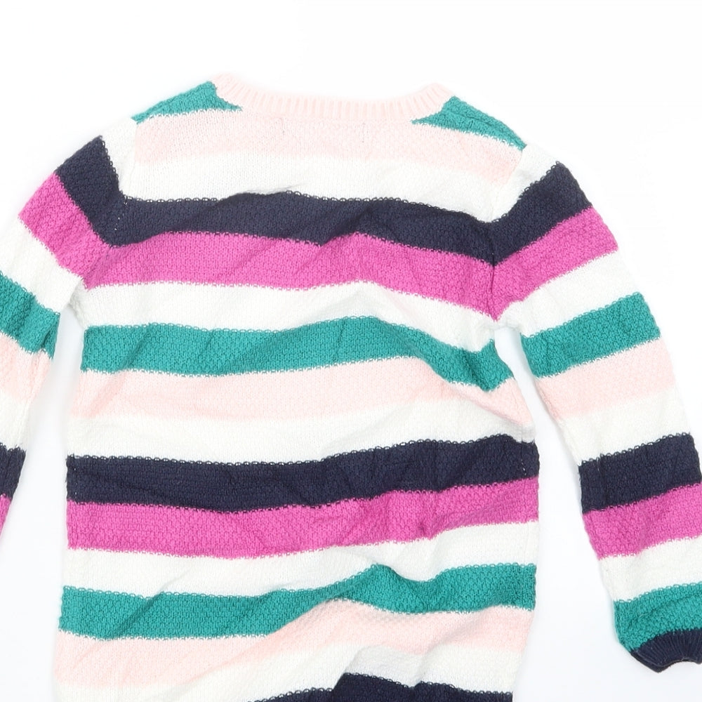 George Girls Purple Striped Knit Pullover Jumper Size 3-4 Years