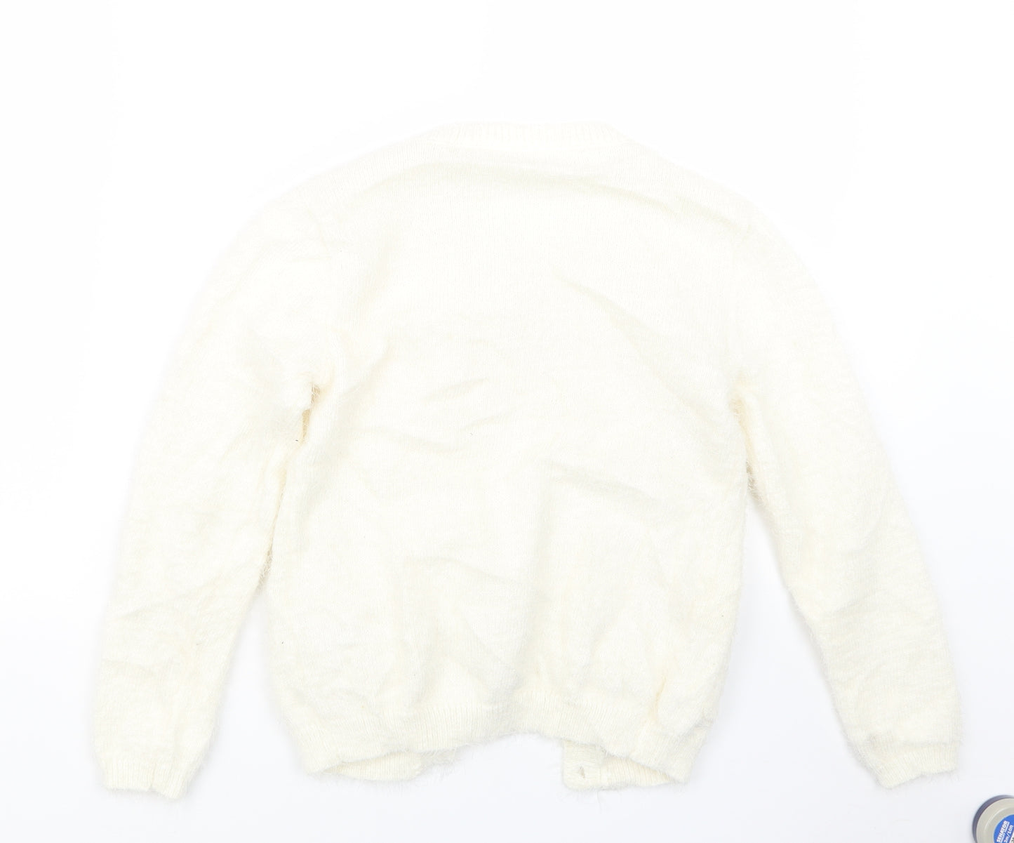 Nutmeg Girls Ivory  Knit Cardigan Jumper Size 9-10 Years
