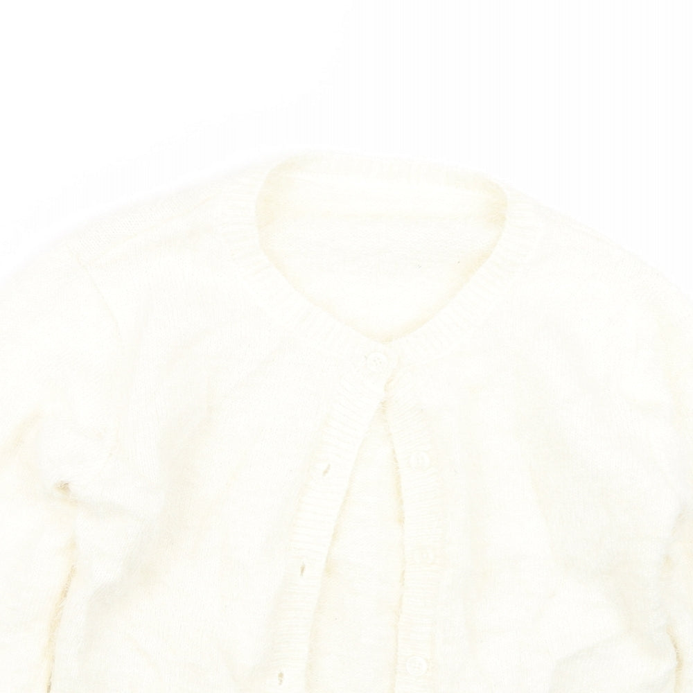 Nutmeg Girls Ivory  Knit Cardigan Jumper Size 9-10 Years