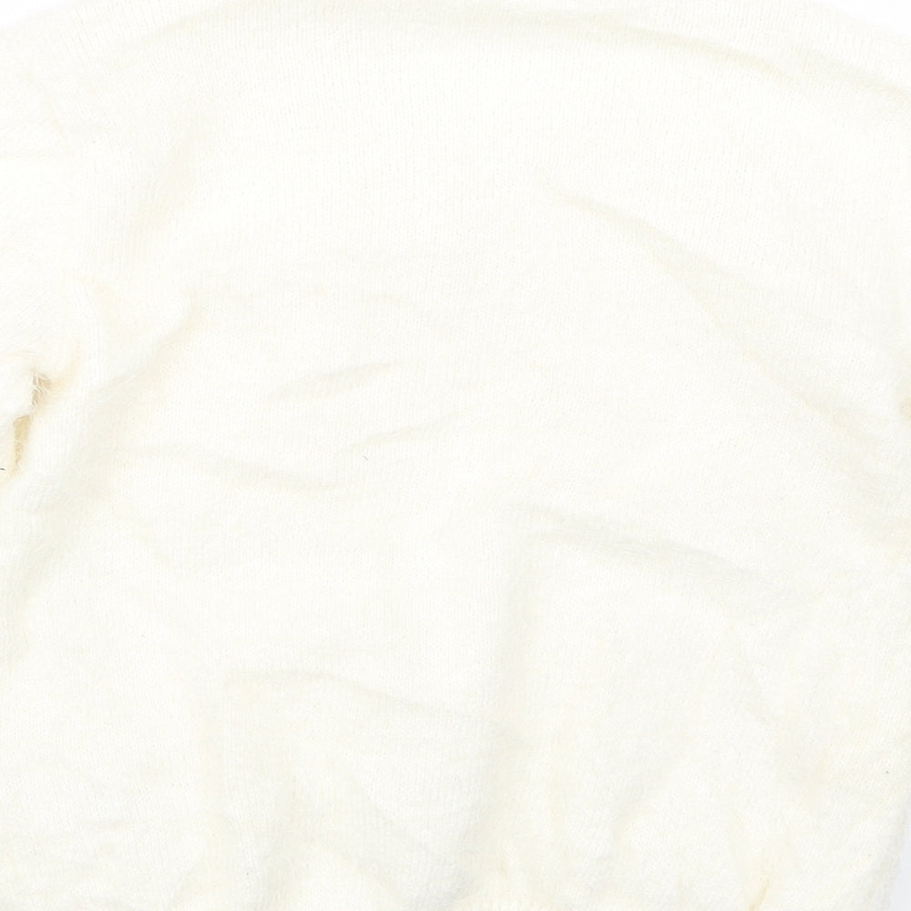 Nutmeg Girls Ivory  Knit Cardigan Jumper Size 9-10 Years