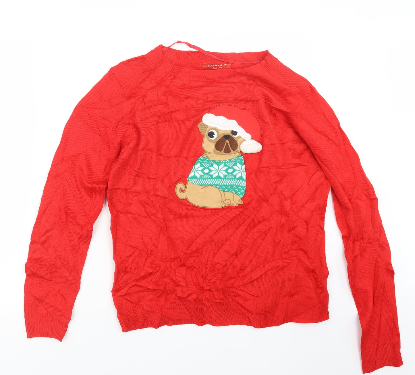 Primark Womens Red  Knit Pullover Jumper Size 12  - Christmas