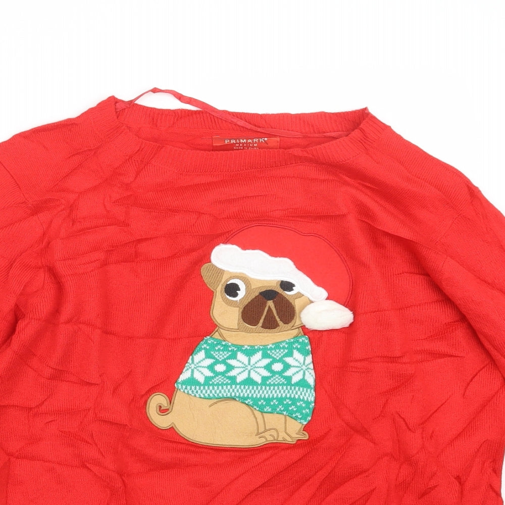 Primark Womens Red  Knit Pullover Jumper Size 12  - Christmas