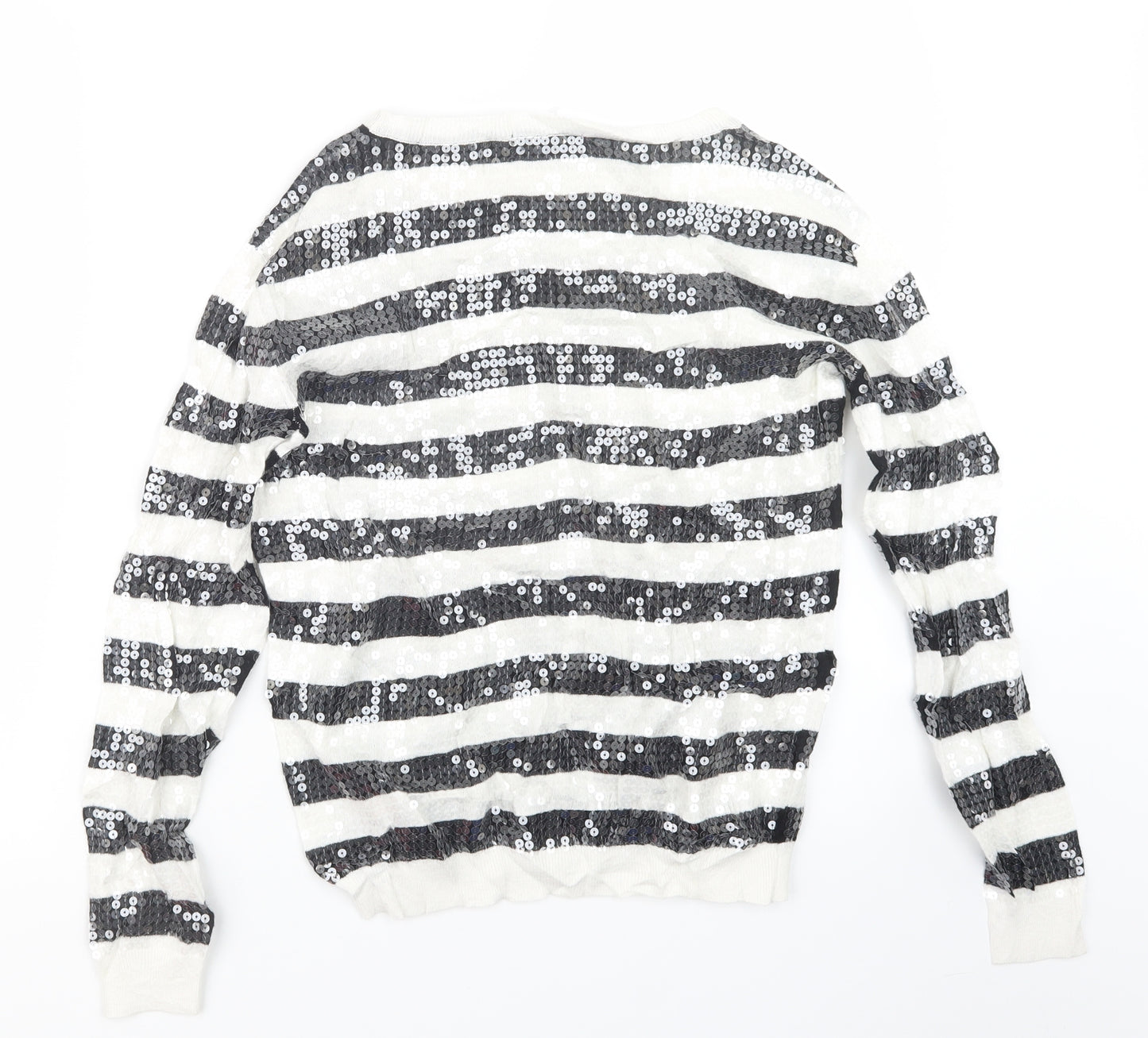 Mango Womens Black Striped Knit Pullover Jumper Size XS