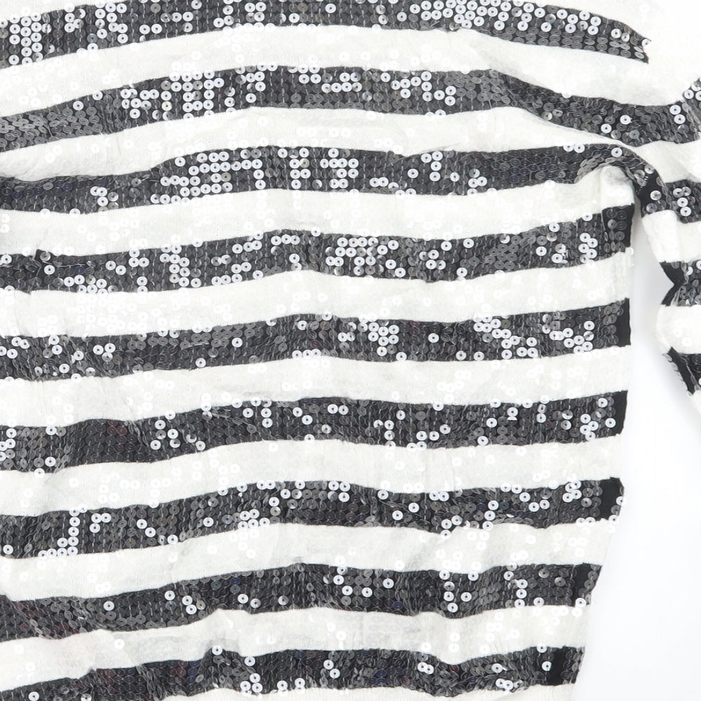 Mango Womens Black Striped Knit Pullover Jumper Size XS