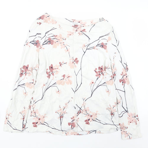Marks and Spencer Womens White Floral Knit Pullover Jumper Size 12