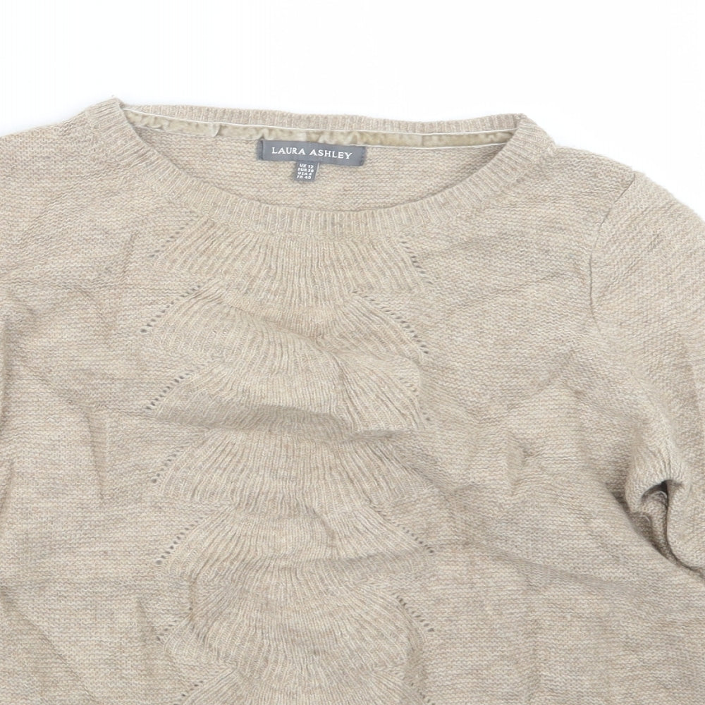 Laura Ashley Womens Beige  Knit Pullover Jumper Size 12
