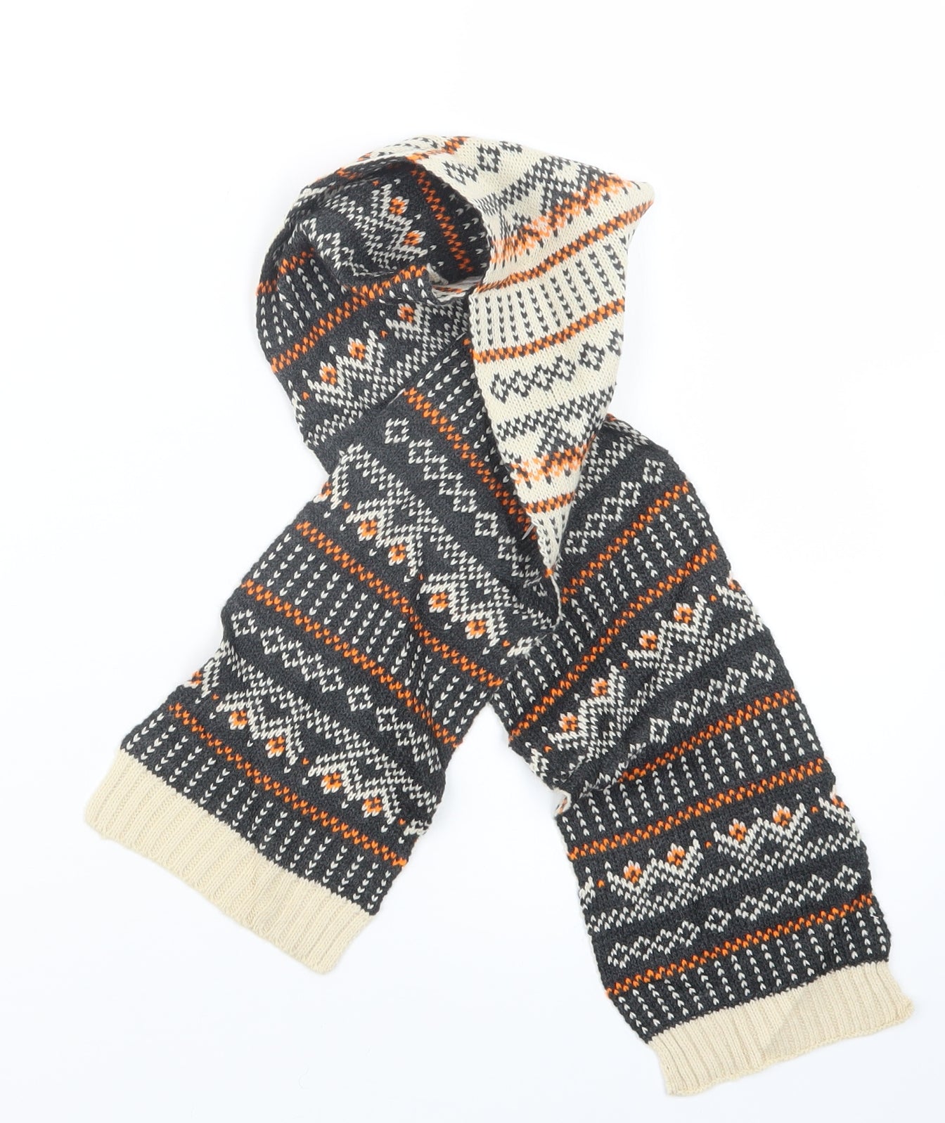 Preworn Boys Blue Geometric Knit Scarf  One Size