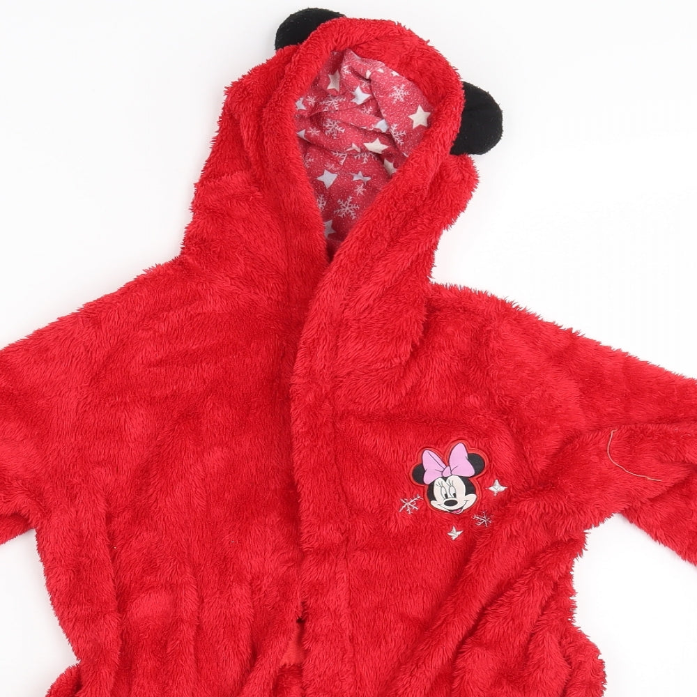 M&S Girls Red Animal Print  Top Robe Size 4-5 Years  - Minnie