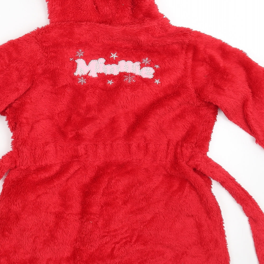 M&S Girls Red Animal Print  Top Robe Size 4-5 Years  - Minnie